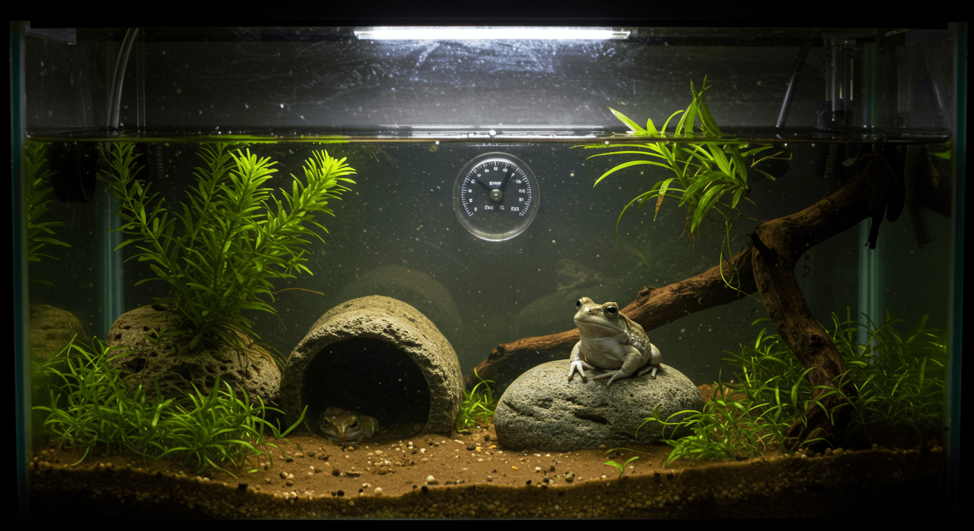 クランウェルツノガエルの水温管理ガイド：最適な環境設定と冬眠対策