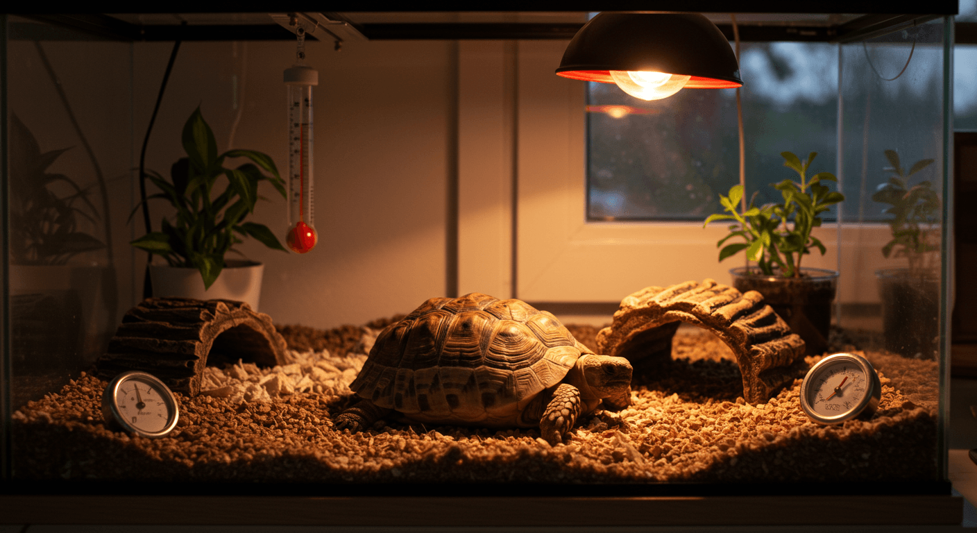 ギリシャリクガメの温度管理完全ガイド｜夜間や冬の最適環境と飼育セットの選び方