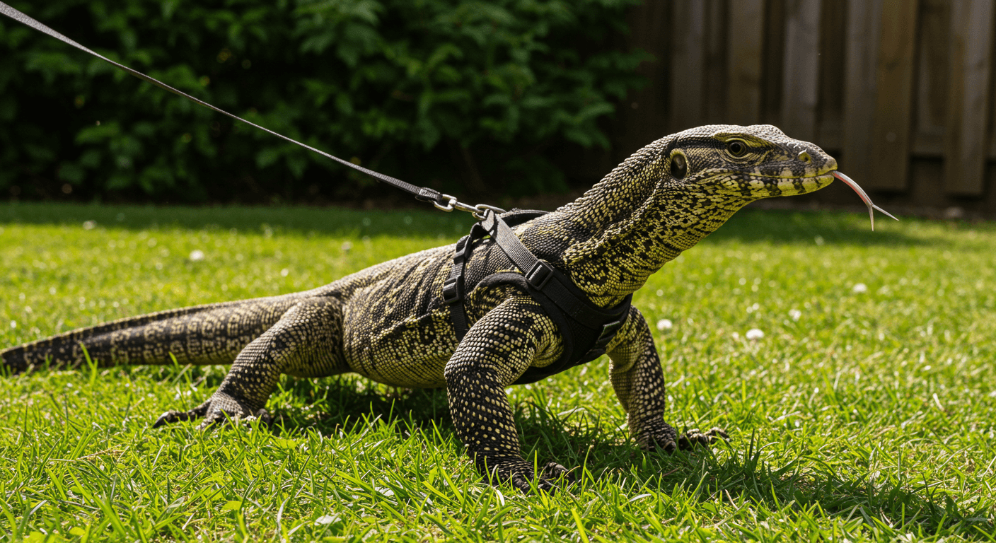 サバンナ モニター ハーネスの選び方と安全な散歩ガイド【小動物・フトアゴヒゲトカゲとの比較も解説】